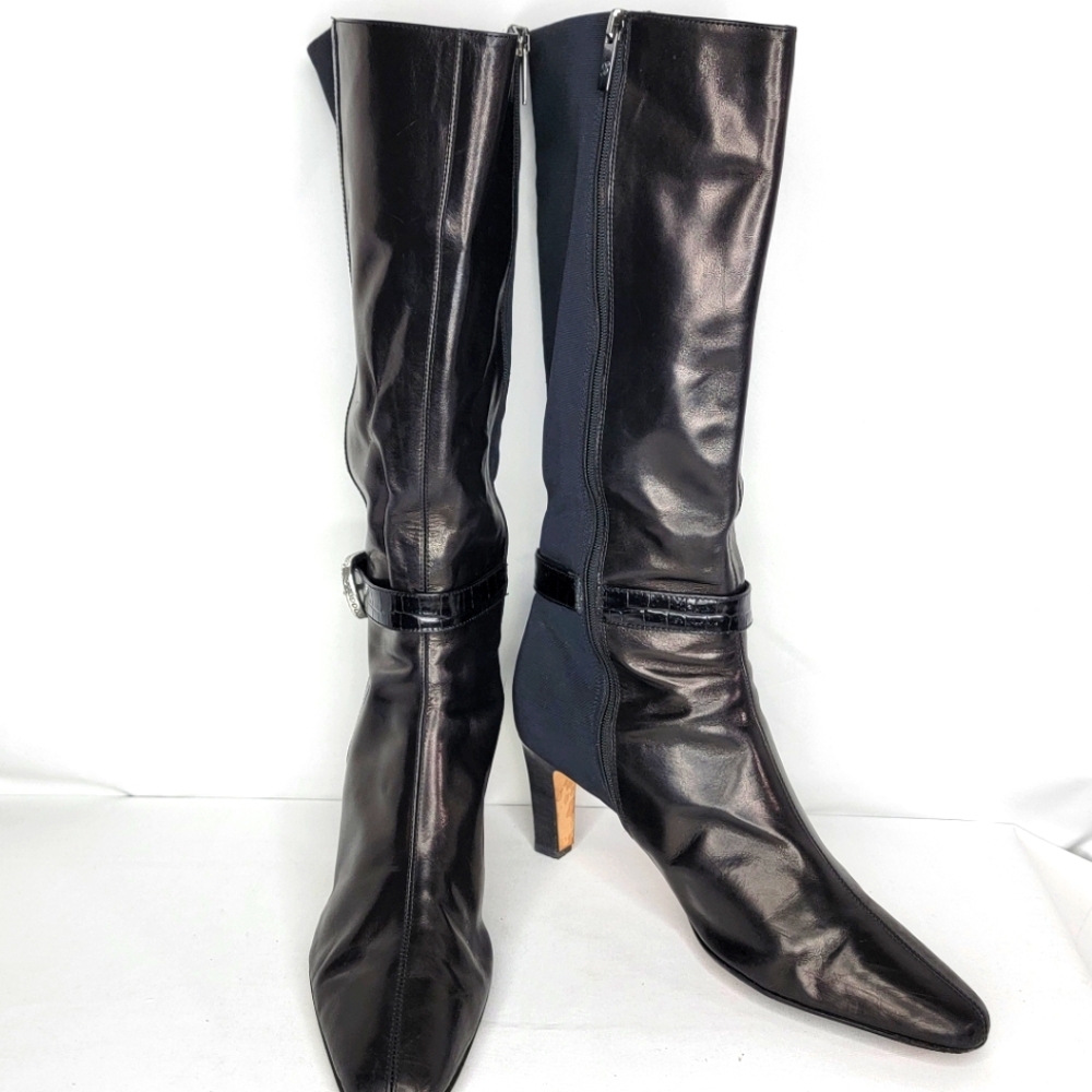 Brighton "Rachel" Heeled Leather/Nylon‎ Stretch Boots Size 10M